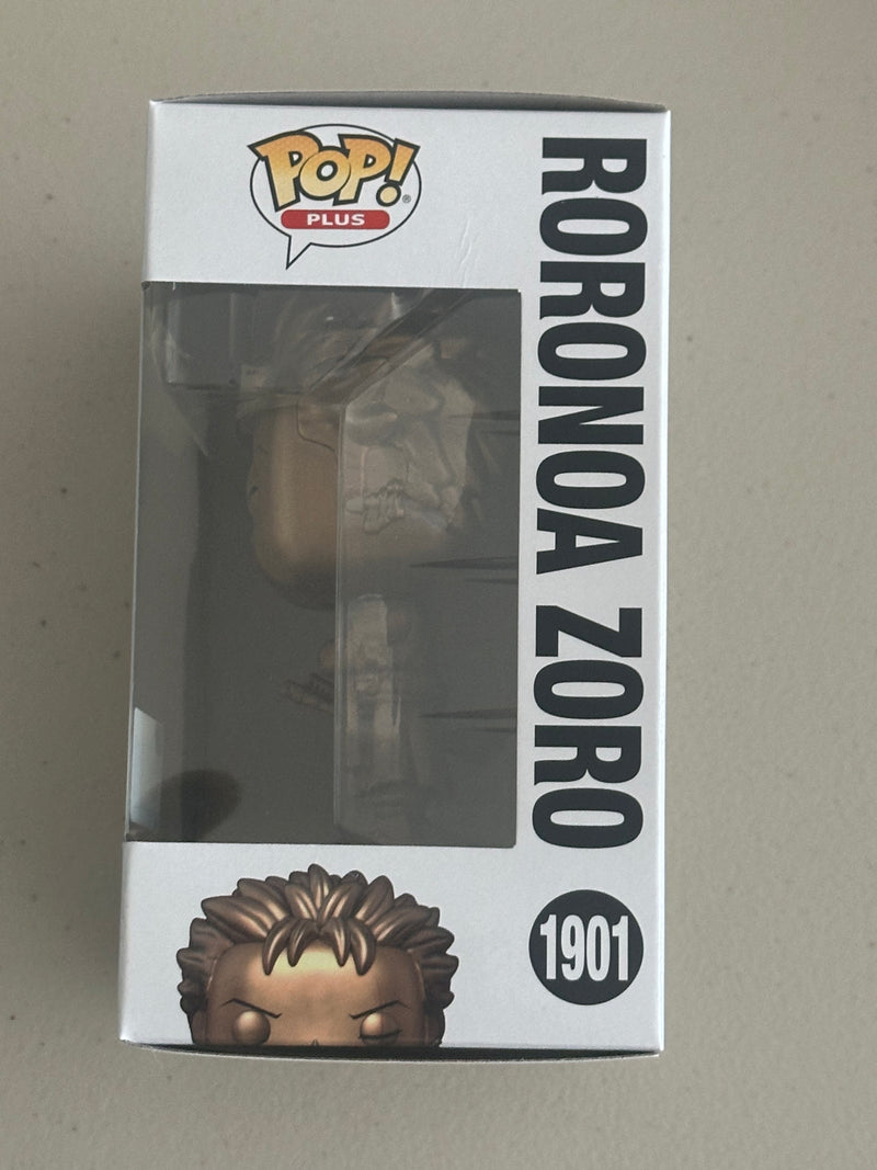 Funko Pop! One Piece Plus Roronoa Zoro Bronze Statue Figure #1901 + Protector