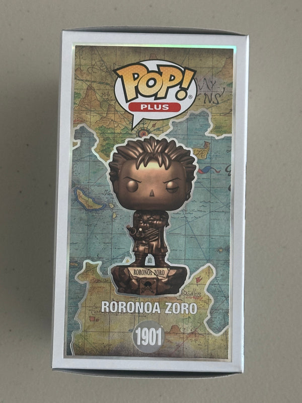 Funko Pop! One Piece Plus Roronoa Zoro Bronze Statue Figure #1901 + Protector
